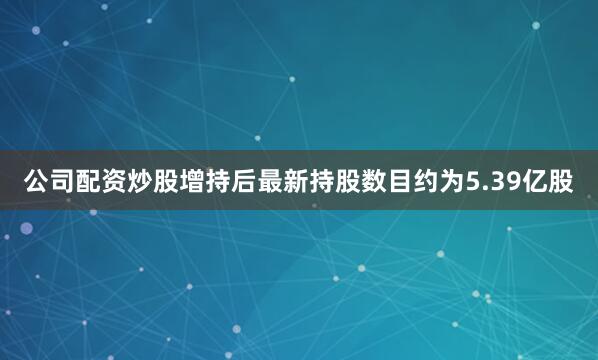 公司配资炒股增持后最新持股数目约为5.39亿股